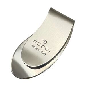 GUCCI Brushed Silver Tone Metal Money Clip $385